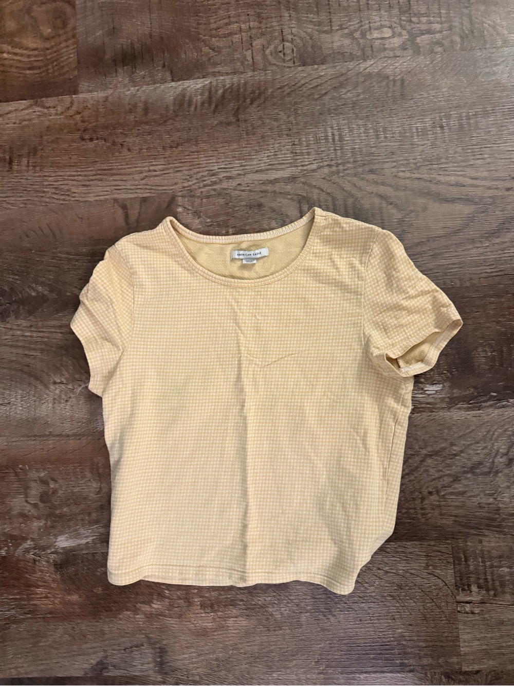 American Eagle Outfitters Short Sleeve Textured Tee in Light Yellow